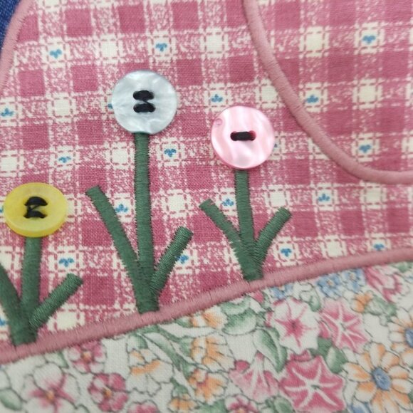 Vintage Denim overalls dress with Bunny Rabbit Applique size Medium - Picture 5 of 14